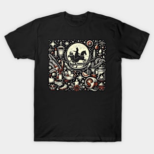 winter climate. The smell of Christmas, riding through snowdrifts on horseback T-Shirt